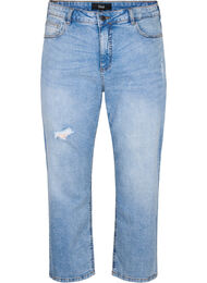 Cropped Vera jeans with destroy details	, Blue Denim, Packshot