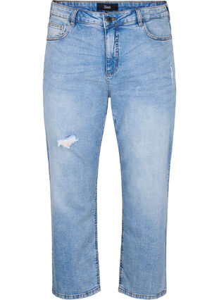 Cropped Vera jeans with destroy details	, Blue Denim, Packshot image number 0