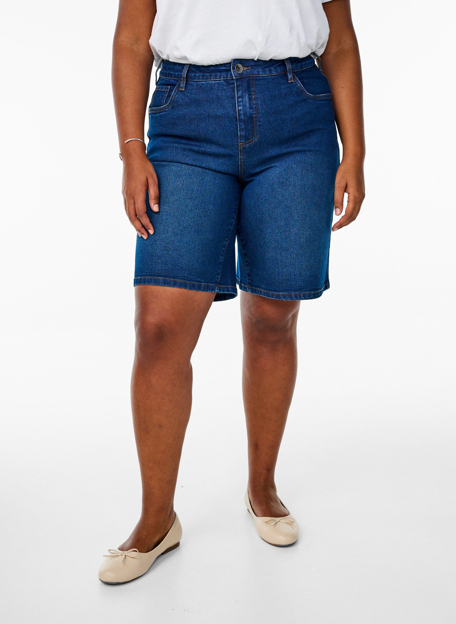 ZizzifashionLoose denim shorts with high waist, Blue, Model image number 3
