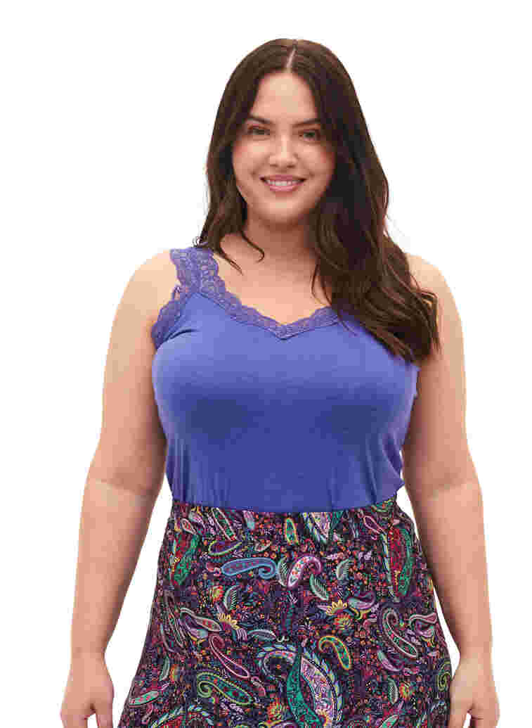 2-pack top with lace, Black/Purple Coral, Model