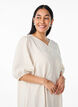 Midi dress in linen and viscose with short sleeves, Beige, Model image number 2