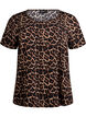Short sleeve viscose blouse with print, Brown, Packshot image number 0