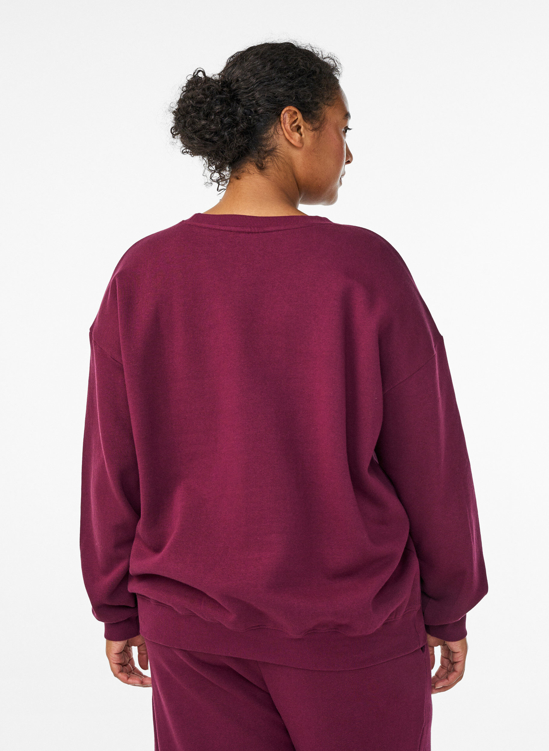 Zizzifashion Sweatshirt with motif, Dark Bordeaux, Model image number 2