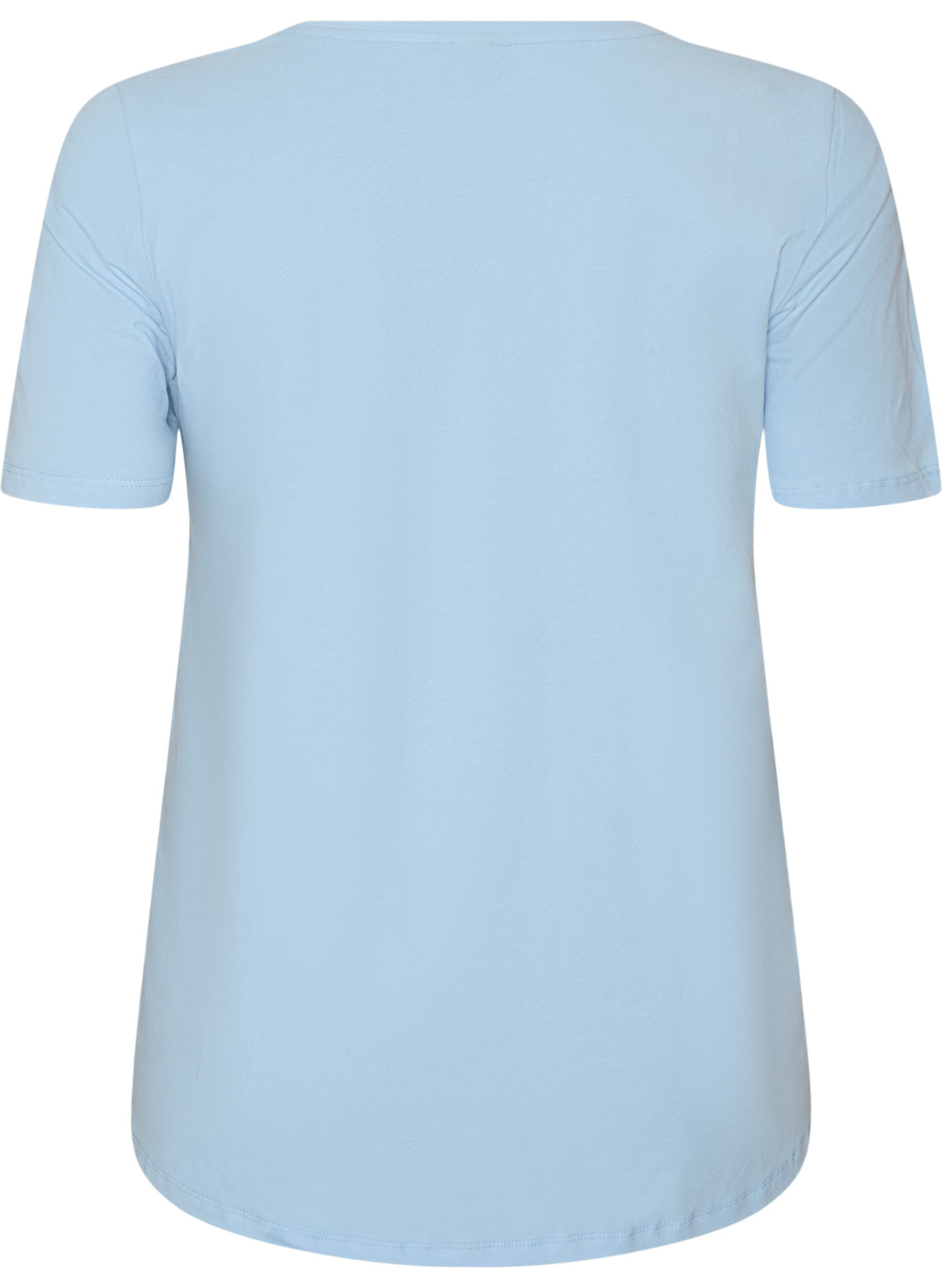 ZizzifashionBasic plain cotton t-shirt, Light Blue, Packshot image number 1