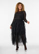 Sheer mesh blouse with rhinestones, Black, Model image number 1