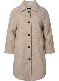 Plaid bouclé coat with buttons, Simply Taupe, Packshot
