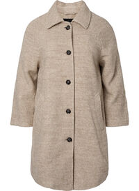 Plaid bouclé coat with buttons