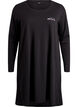 Long-sleeved nightgown in organic cotton, Black, Packshot image number 0