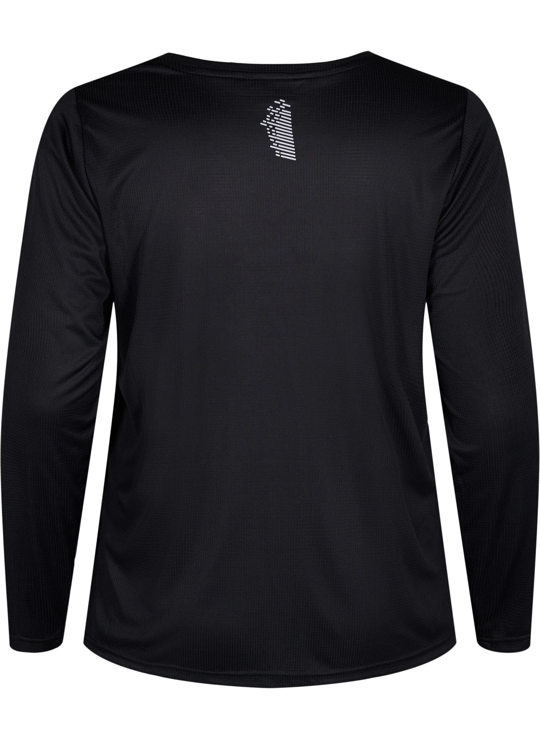 Zizzifashion Long-sleeved training shirt with reflective print, Black, Packshot image number 1
