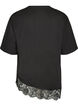 T-shirt with asymmetric lace hem, Black, Packshot image number 1
