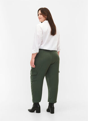 Trousers with cargo pockets, Thyme, Model image number 1