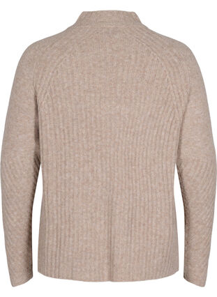 High-neck knitted jumper with rib details, Simply Taupe Mel., Packshot image number 1
