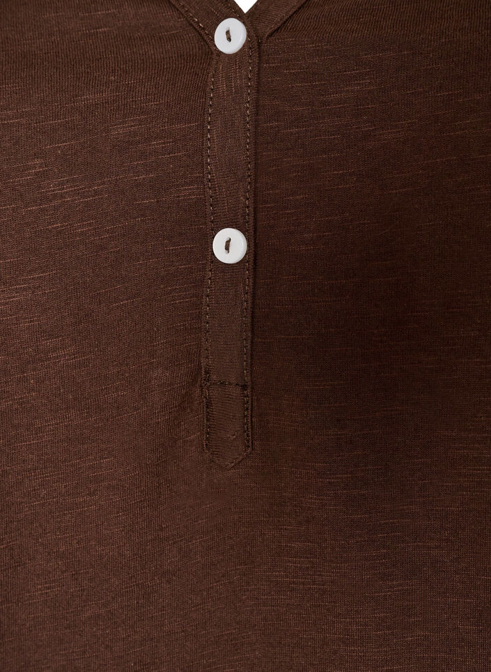 T-shirt with button detail, Brown, Packshot image number 2