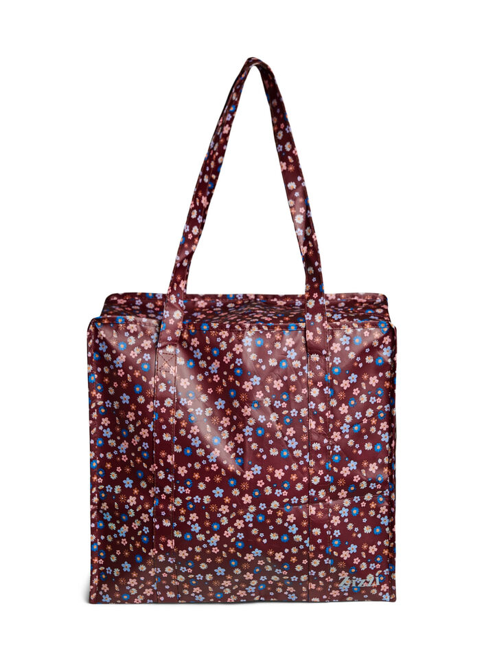 Shopping bag with zipper, Brown, Packshot image number 0