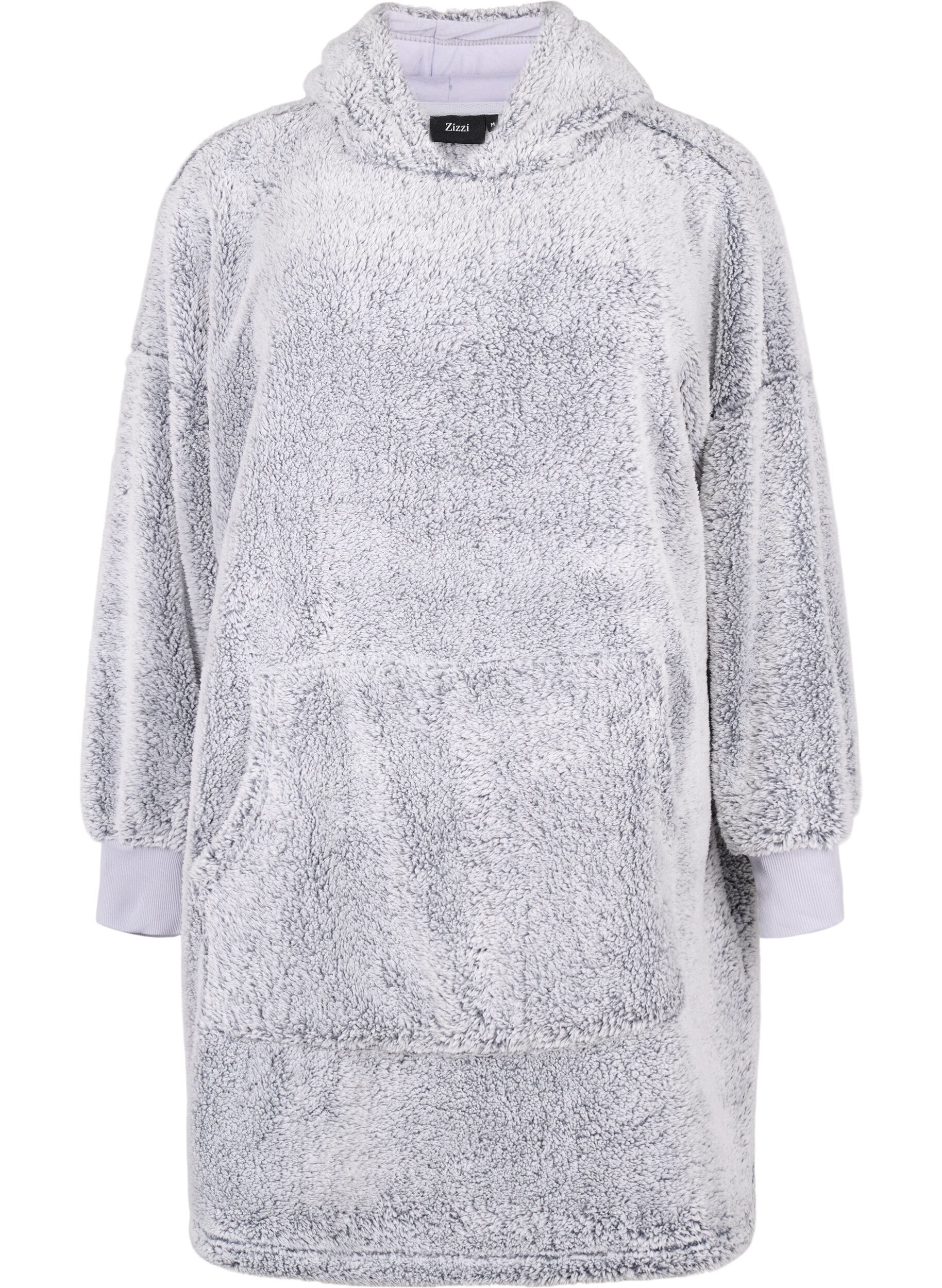 Zizzifashion Oversized teddy dress with pocket, Grey Melange, Packshot image number 0