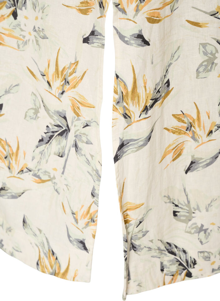 Midi dress in linen and viscose with 1/2 sleeves, White, Packshot image number 3