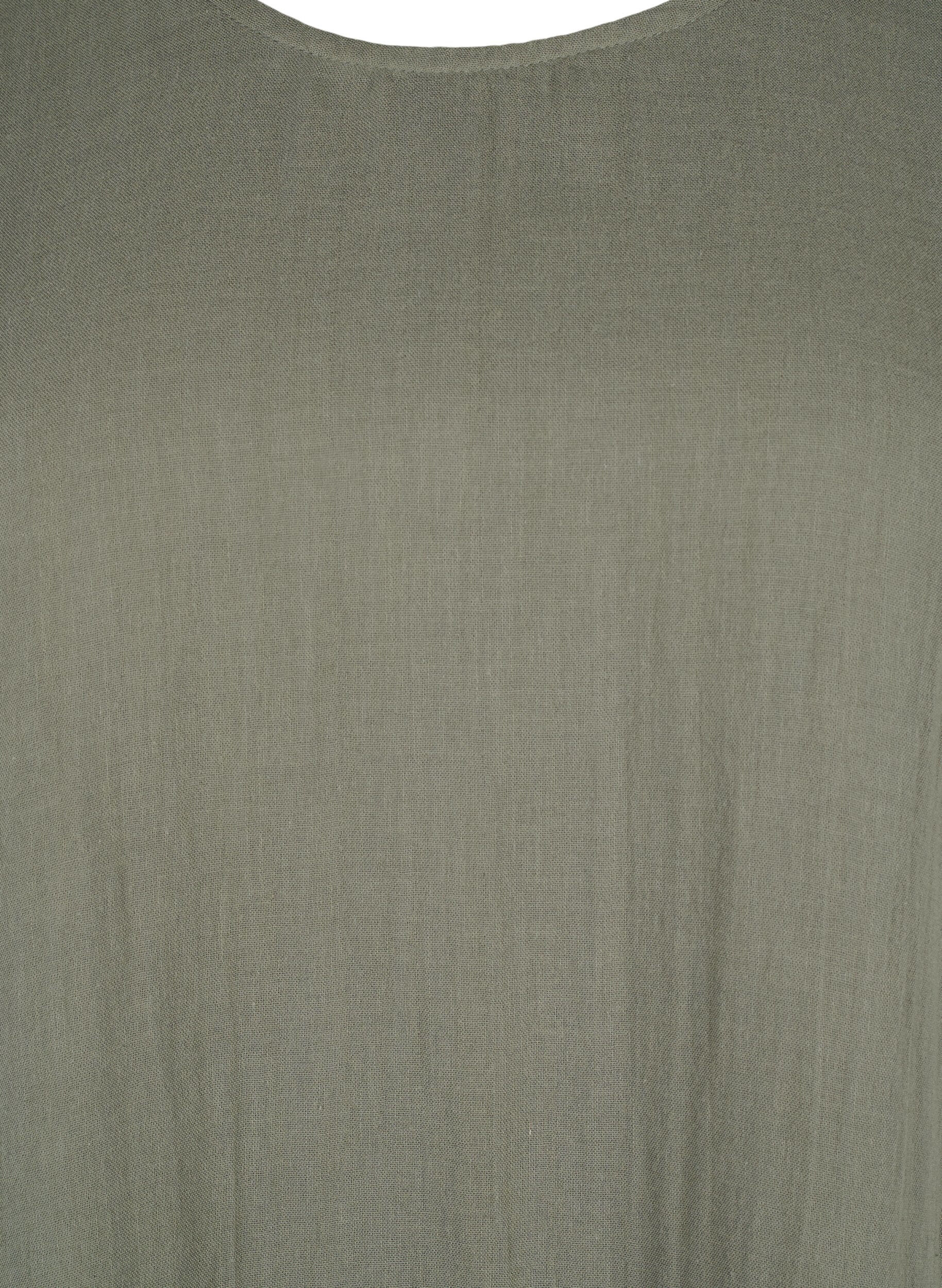 ZizzifashionCotton short-sleeved dress with a-line cut, Green, Packshot image number 2