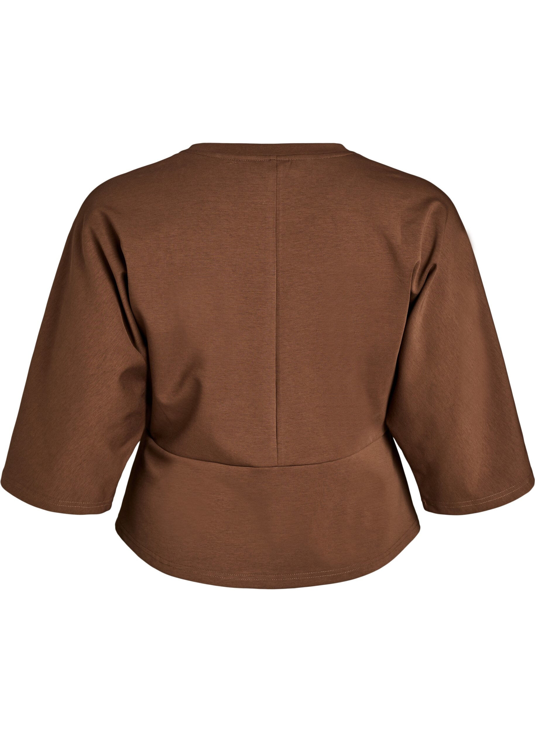 ZizzifashionPeplum blouse with elbow-length sleeves, Brown, Packshot image number 1