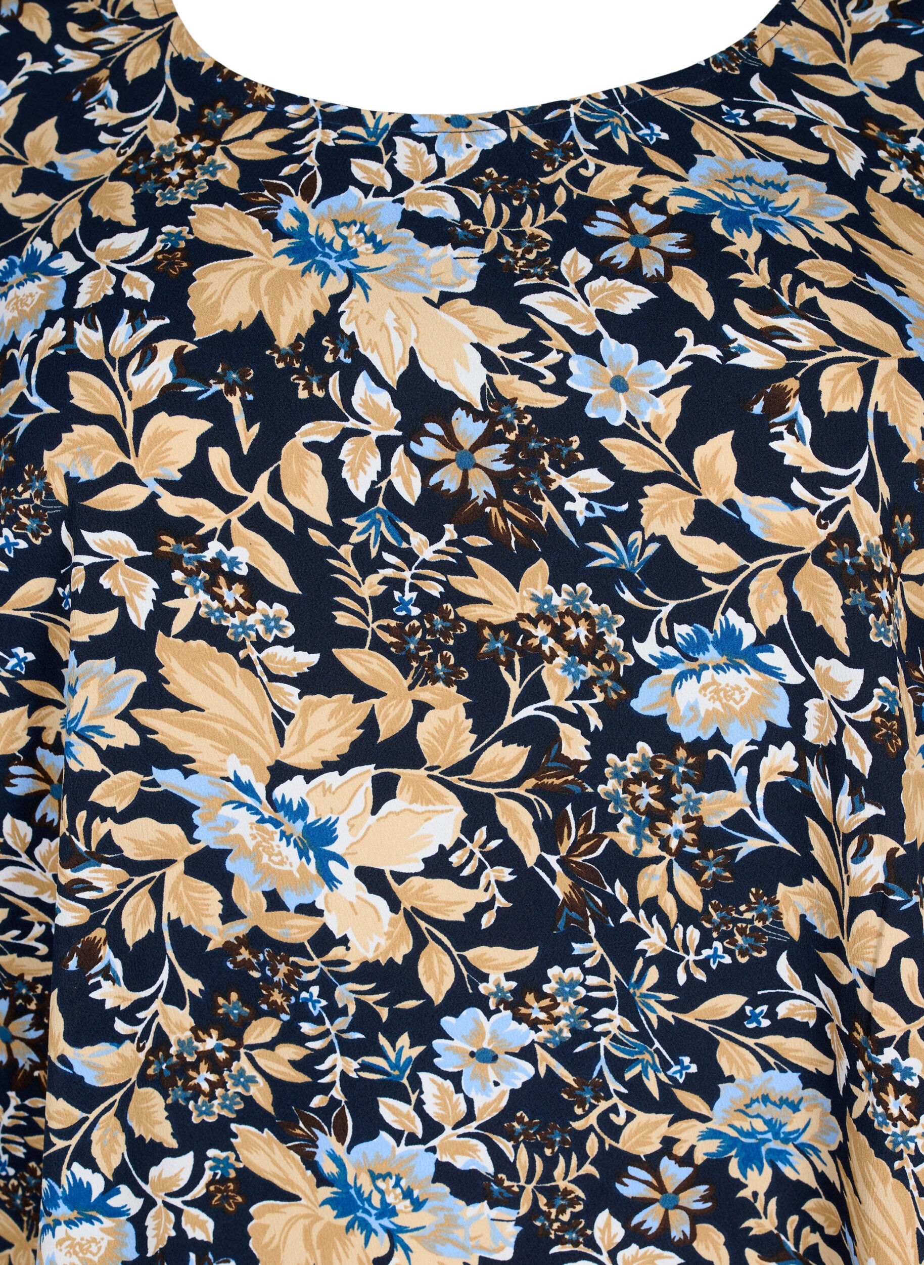 Zizzifashion FLASH - Blouse with short sleeves and print, Brown Blue Flower, Packshot image number 2