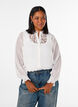 Shirt blouse with lace insert and dot pattern, Vanilla, Model image number 0
