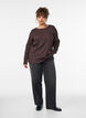Jersey blouse with a wavy texture, Brown, Model image number 1