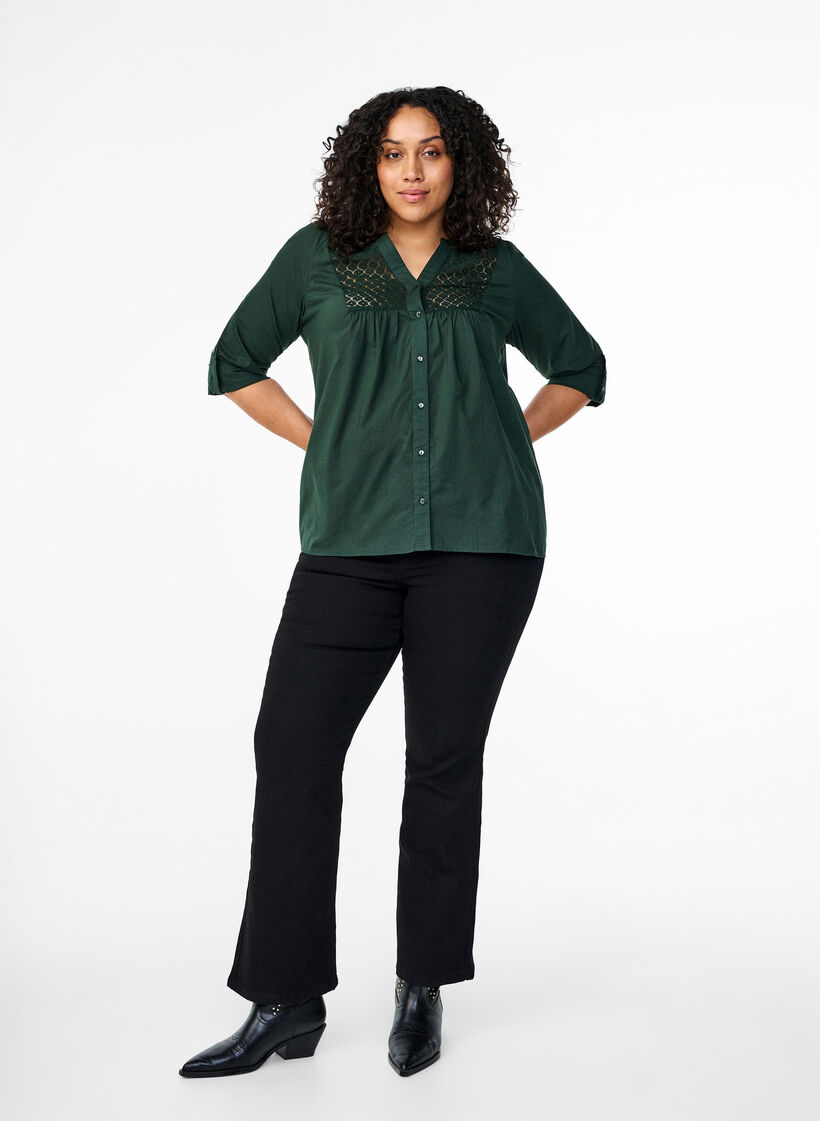 FLASH - Shirt with crochet detail, Scarab, Model image number 2