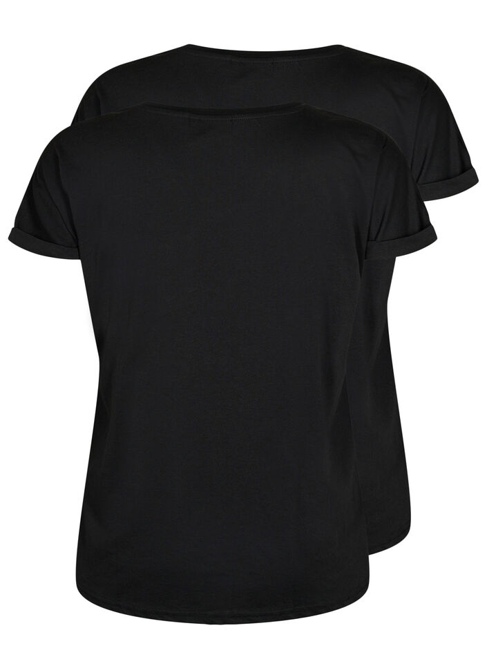 2-pack short-sleeved t-shirts, Black, Packshot image number 1