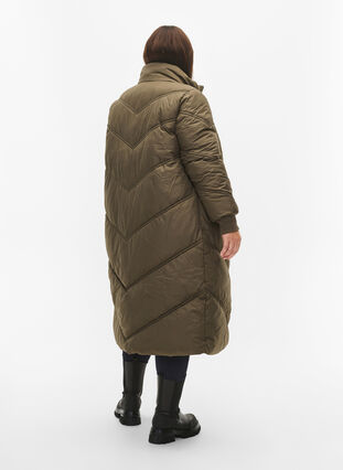 Long puffer winter jacket, Bungee Cord , Model image number 1