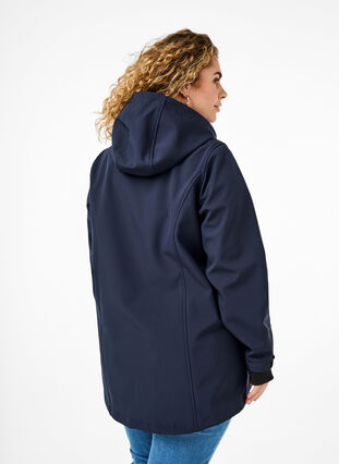 Short softshell jacket with detachable hood, Night Sky, Model image number 1