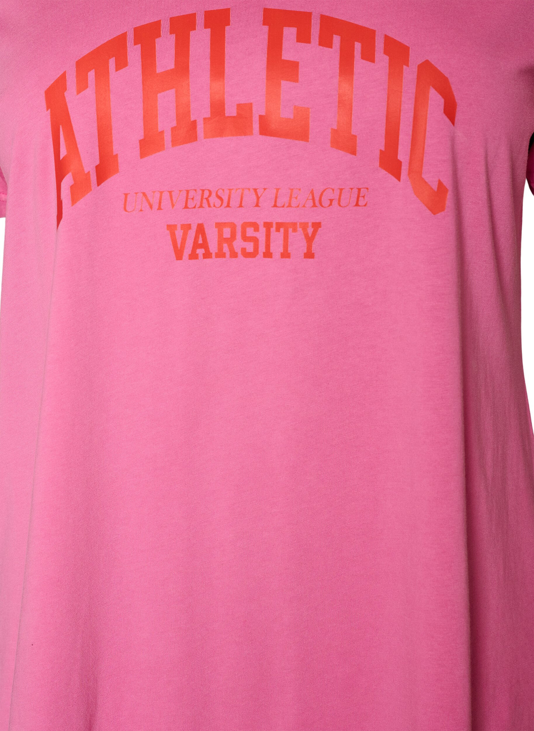 ZizzifashionOrganic cotton T-shirt with a varsity print and V-neck, Rose, Packshot image number 2