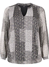 Printed blouse with v-neckline