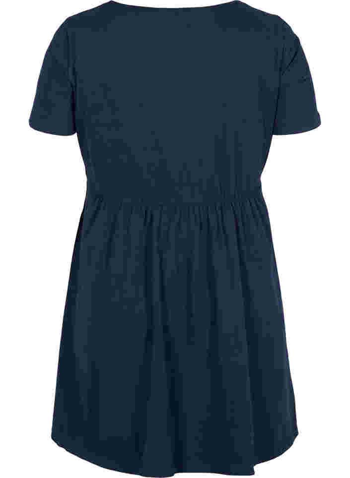 Short-sleeved cotton maternity tunic, Navy Blazer, Packshot image number 1