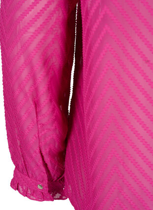 Shirt blouse with ruffles and patterned texture, Festival Fuchsia, Packshot image number 3