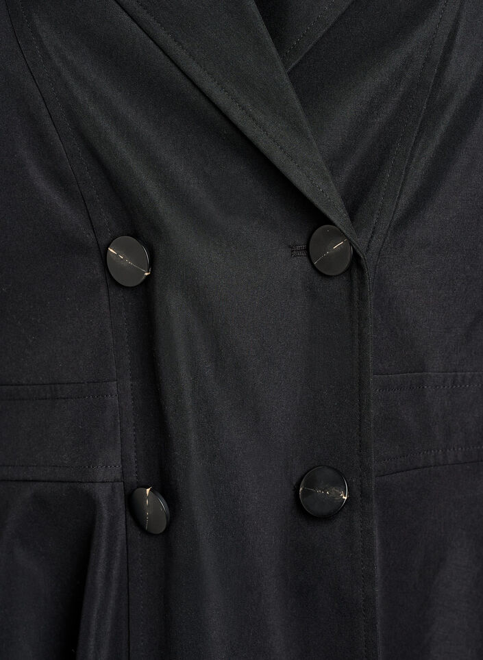 A-line spring coat with double-breasted fastening, Black, Packshot image number 2