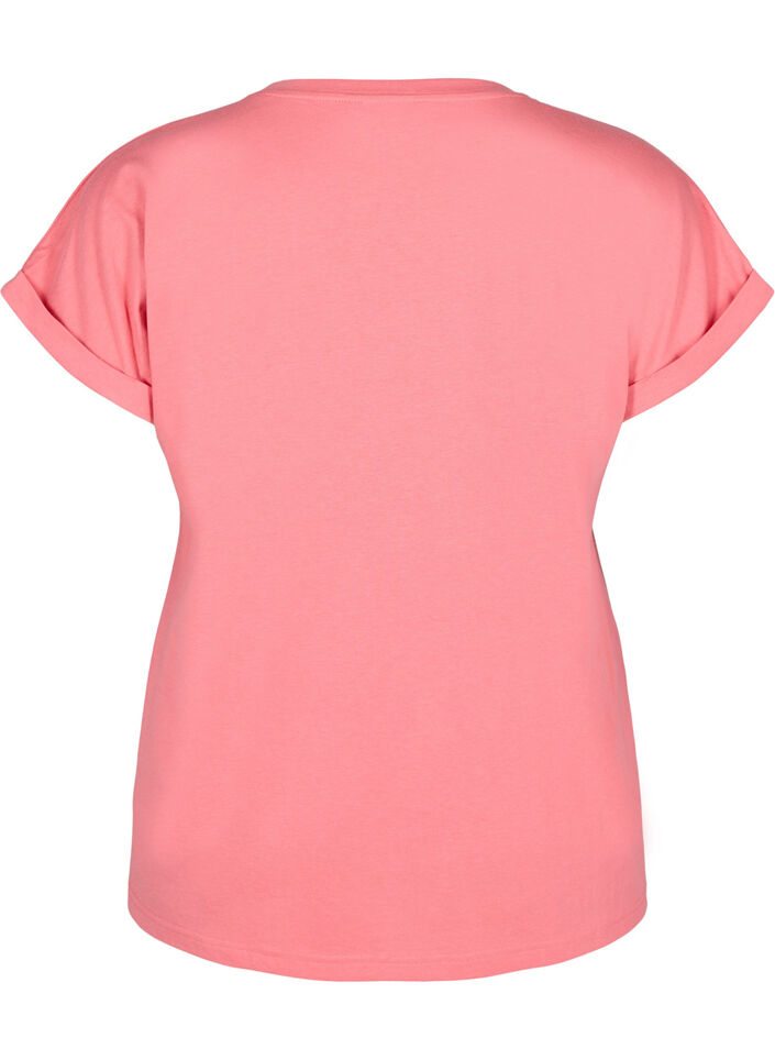 Short sleeved cotton blend t-shirt, Rose, Packshot image number 1