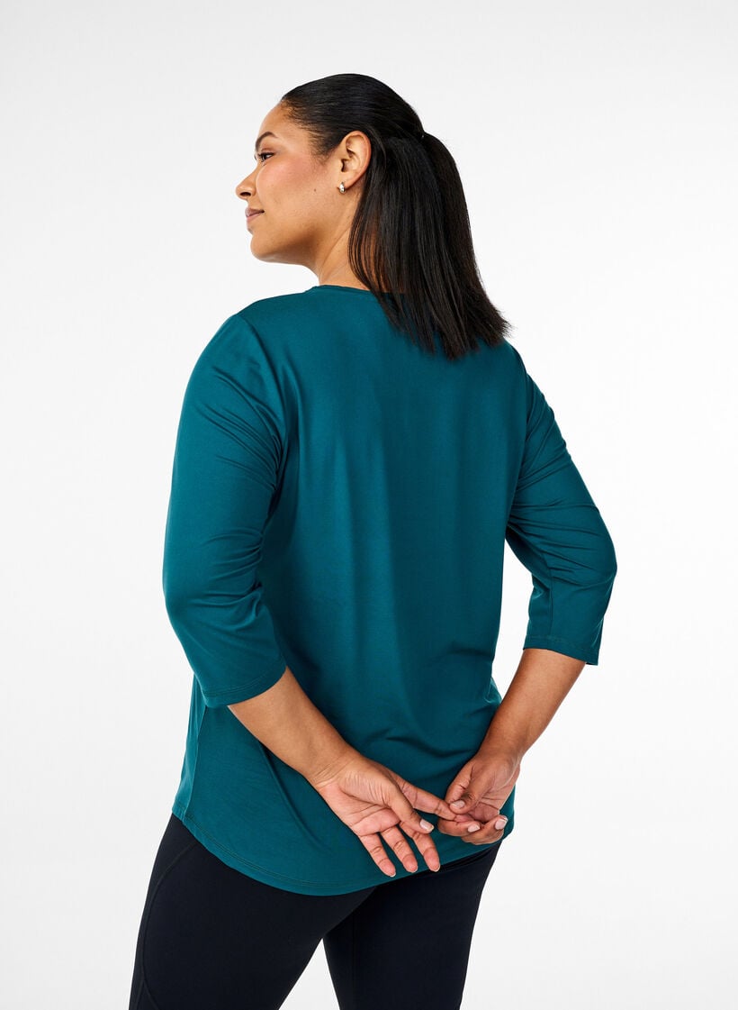 Sports top with 3/4 sleeves, Green, Model image number 2