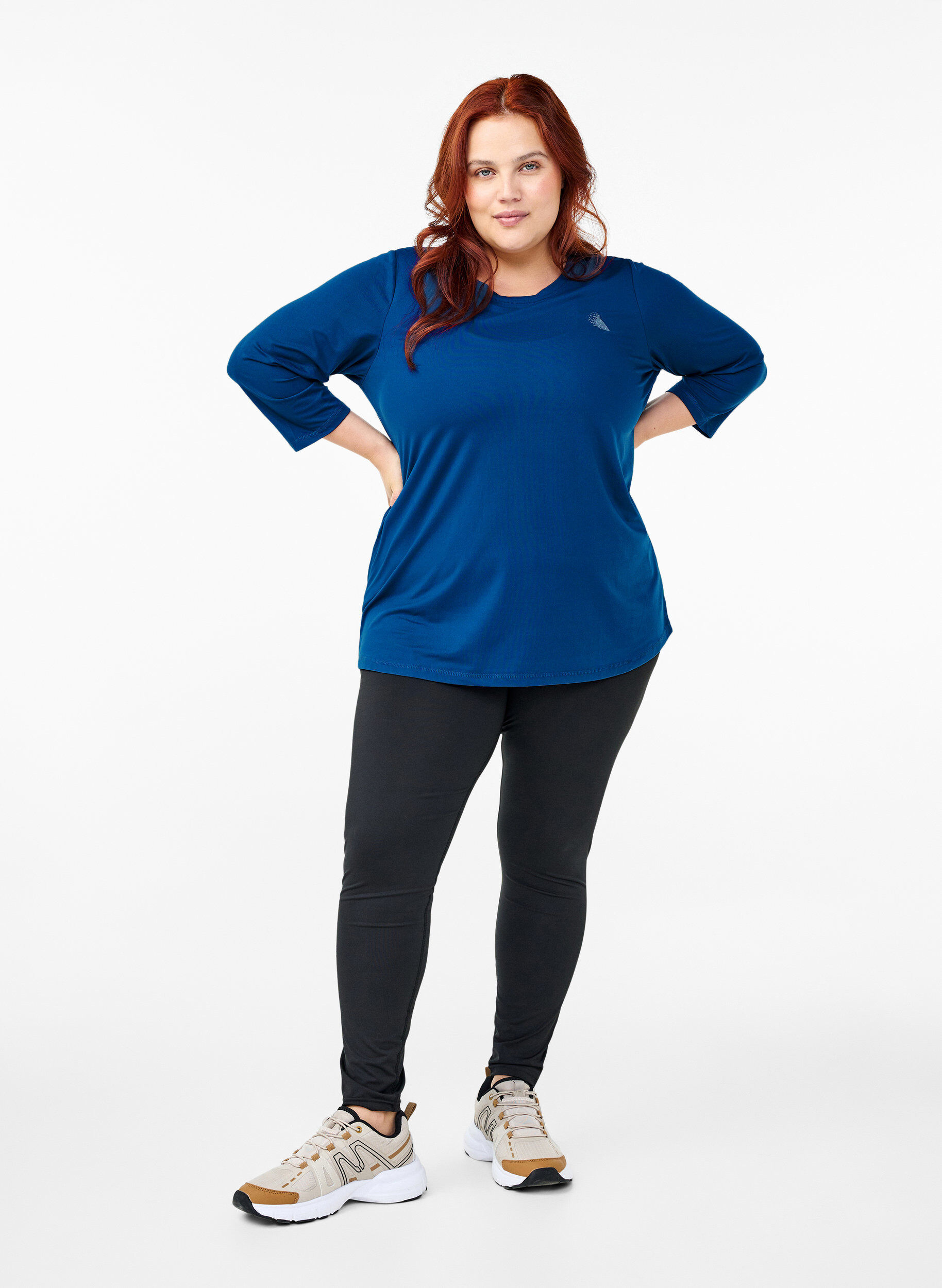 Zizzifashion Sports top with 3/4 sleeves, Blue, Model image number 1