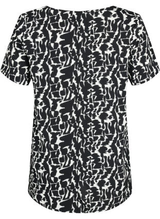 FLASH - Blouse with short sleeves and print, Black White AOP, Packshot image number 1