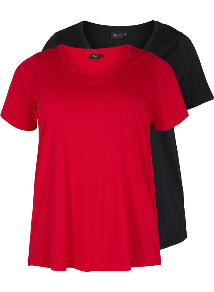 2pack basic cotton tshirt Red Sz. 4264 Zizzifashion