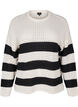 Long-sleeved striped knitted blouse, Vanilla, Packshot image number 0