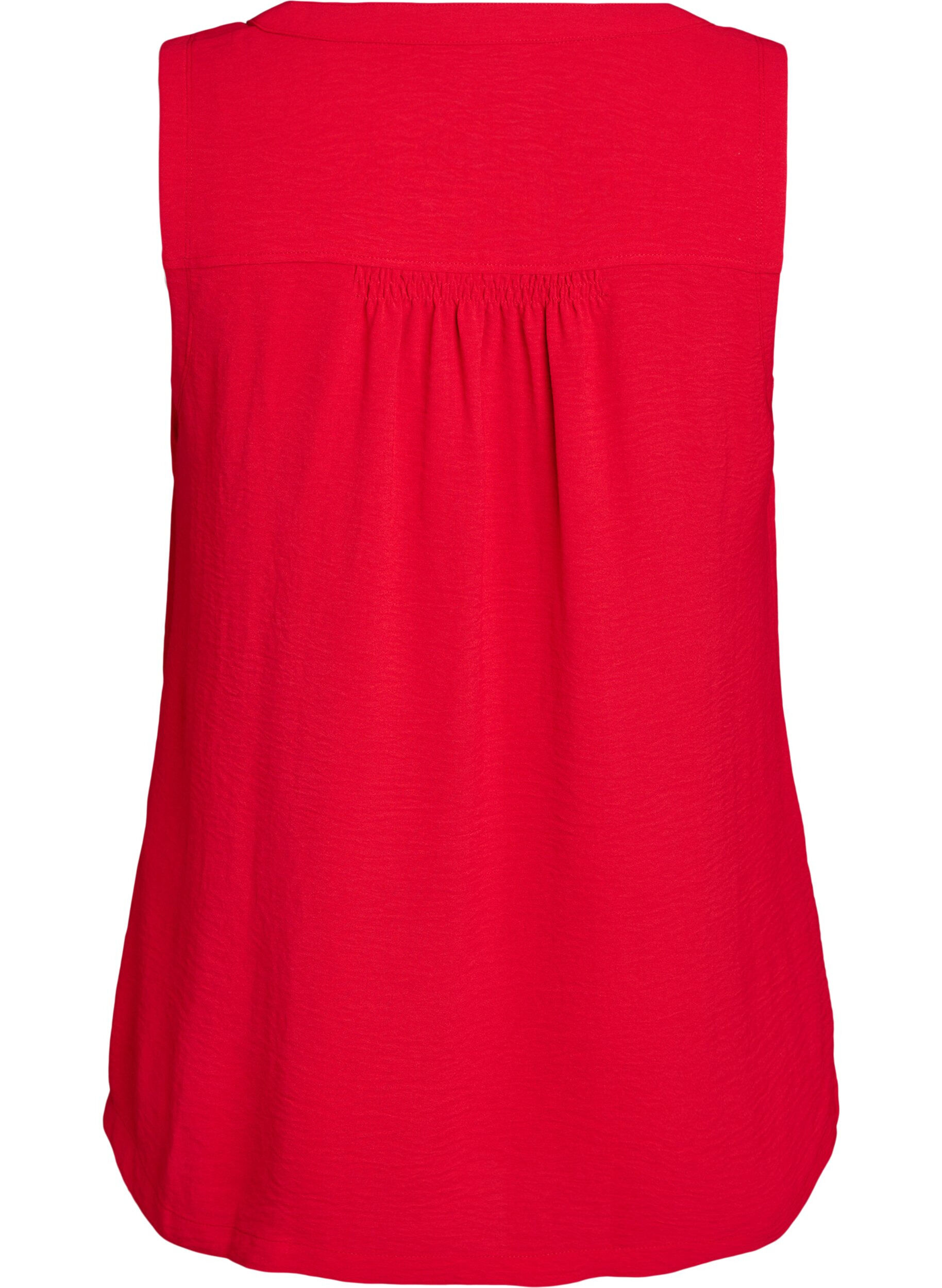 Zizzifashion Sleeveless top with wrinkle details, Red, Packshot image number 1
