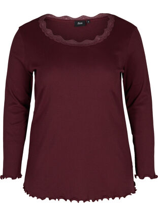 Close-fitting blouse with a lace trim, Port Royal, Packshot image number 0