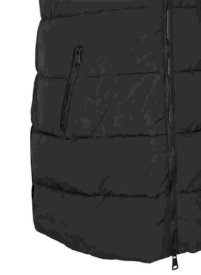 Long vest with hood and pockets, Black, Packshot image number 3