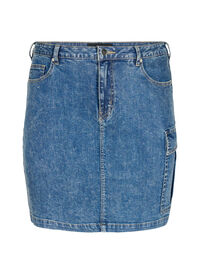 Close-fitting denim skirt with cargo pocket
