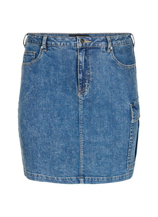 Close-fitting denim skirt with cargo pocket, Blue Denim, Packshot image number 0