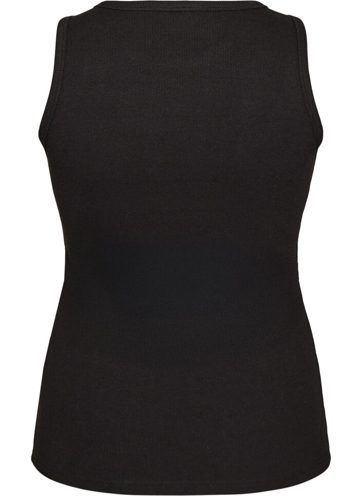 Cotton ribbed top with high neck, Black, Packshot image number 1