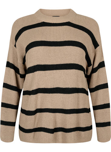 FLASH - Striped Knit Sweater, Fungi/Black Stripe, Packshot image number 0