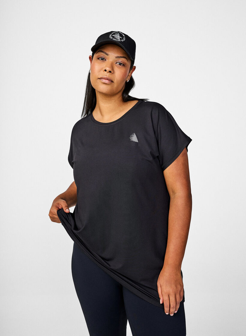Long workout T-shirt, Black, Image image number 0