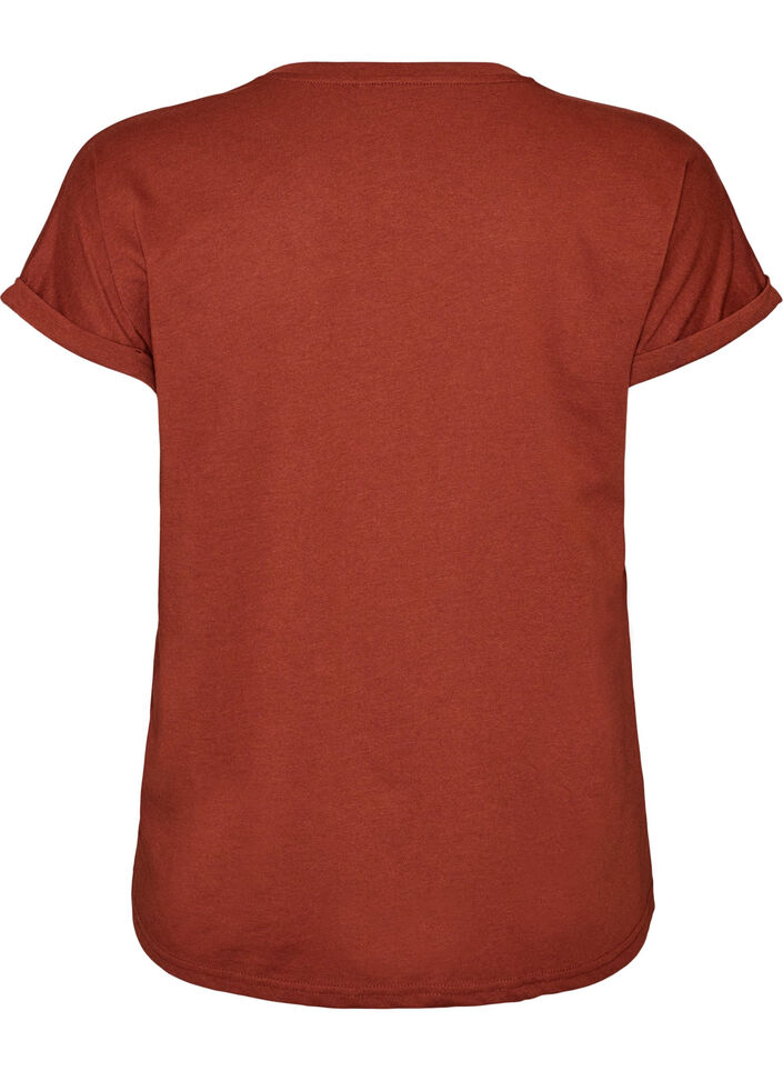 Short-sleeved cotton blend T-shirt, Red, Packshot image number 1