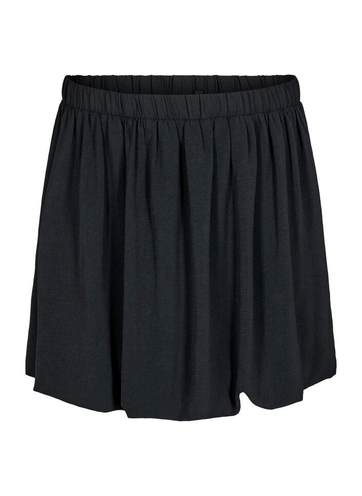 Short balloon skirt with an elasticated waistband, Black, Packshot image number 0